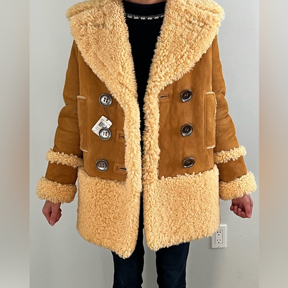 Coach shearling coat XXS in Honey with Tag - Picture 3 of 12